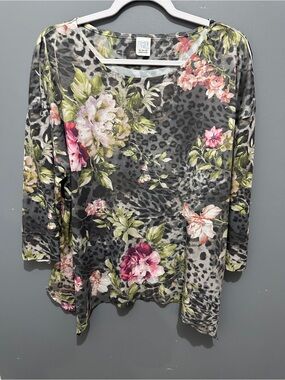 Time And Tru Animal/Floral Print Women’s Top -XL